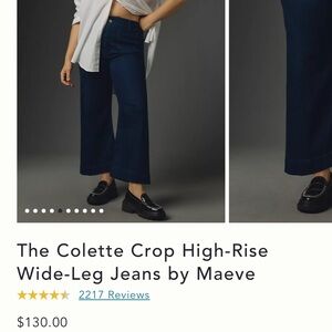 Maeve Anthropologie Collette Crop High-Rise Wide Leg, Dark Denim